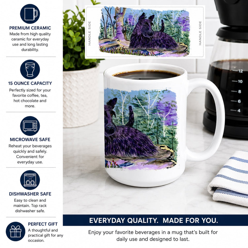 Scottish Terrier Ceramic Coffee Mug 15 oz Decorative Large C Handle Mug Cup for Tea, Cocoa Hot Chocolate