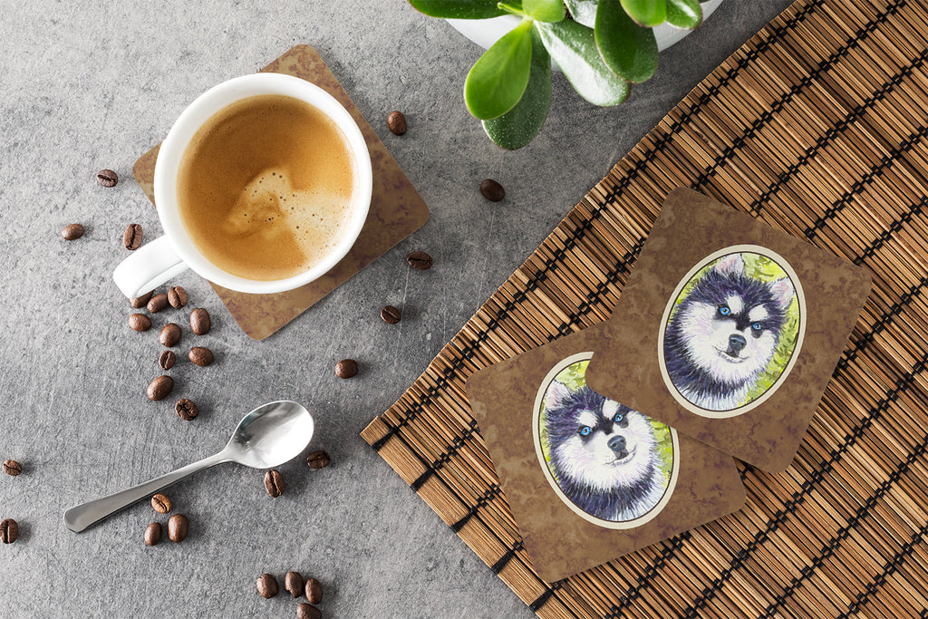 Klee Kai Foam Coasters Set of 4 Cup Coasters for Indoor Outdoor, Tabletop Protection, Anti Slip, Mouse pad Material