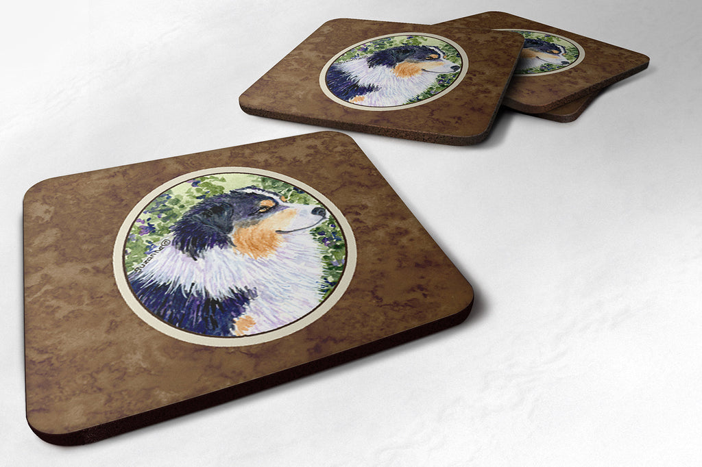 Australian Shepherd Foam Coasters Set of 4 Cup Coasters for Indoor Outdoor, Tabletop Protection, Anti Slip, Mouse pad Material