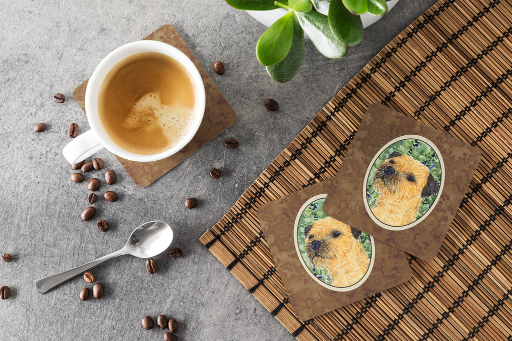 Border Terrier Foam Coasters Set of 4 Cup Coasters for Indoor Outdoor, Tabletop Protection, Anti Slip, Mouse pad Material