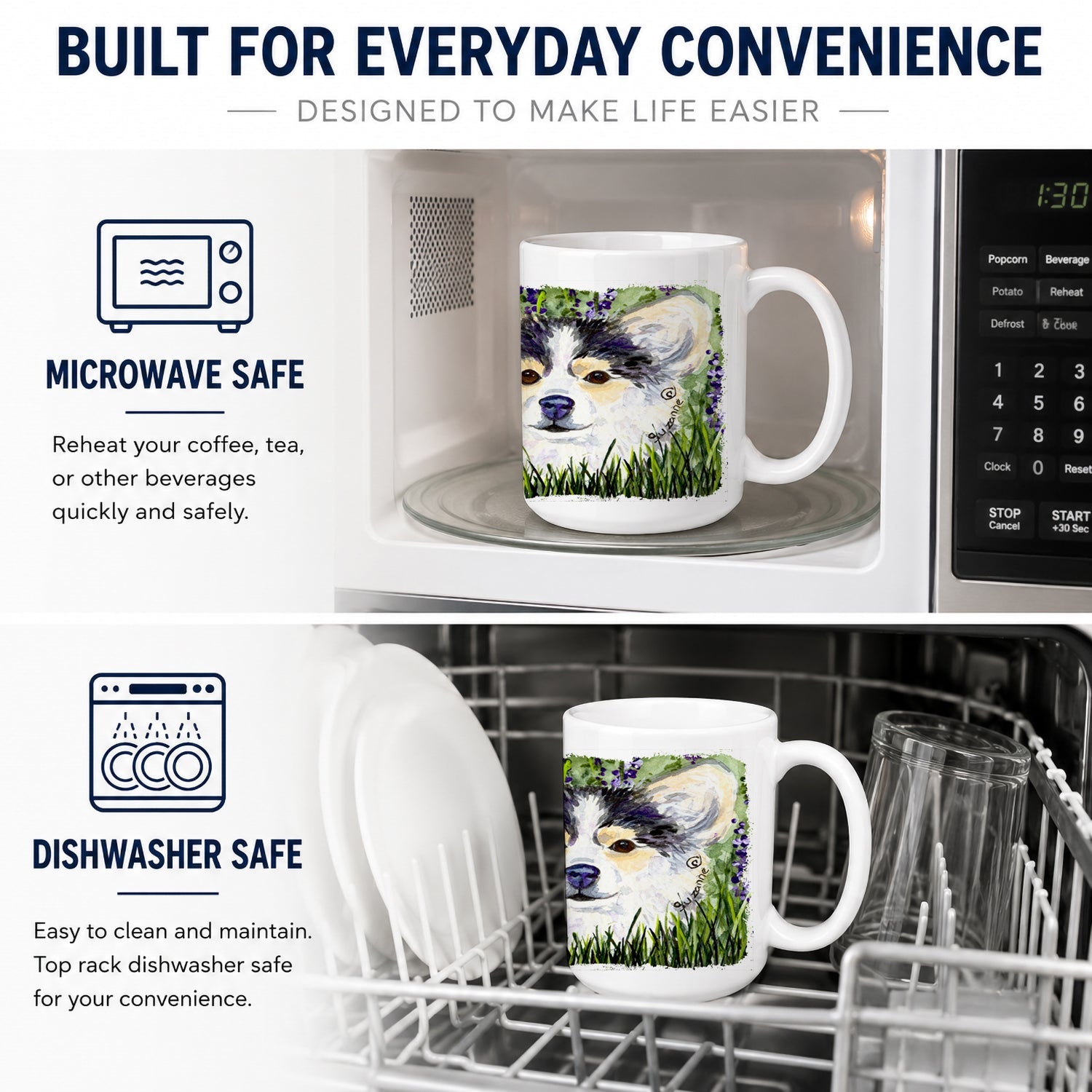 Chihuahua Ceramic Coffee Mug 15 oz Decorative Large C Handle Mug Cup for Tea, Cocoa Hot Chocolate