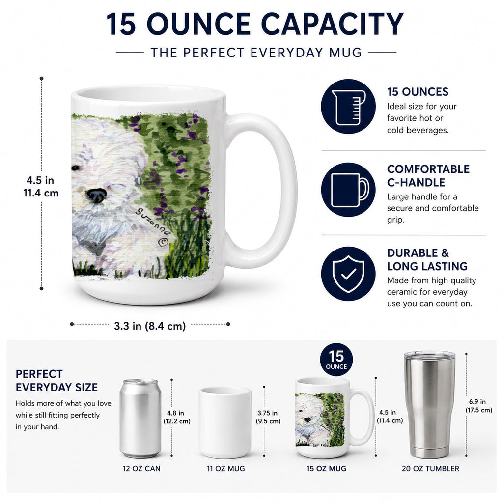 Old English Sheepdog Ceramic Coffee Mug 15 oz Decorative Large C Handle Mug Cup for Tea, Cocoa Hot Chocolate