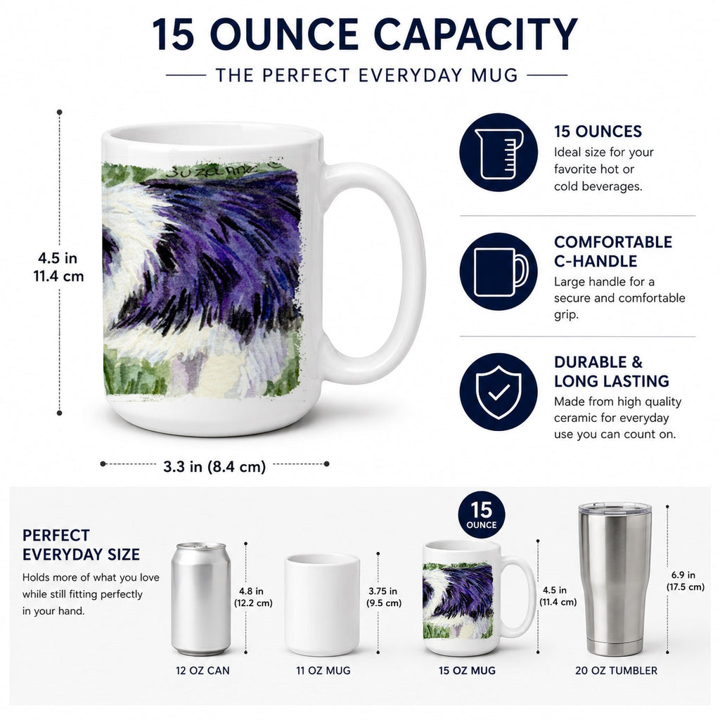 Border Collie Ceramic Coffee Mug 15 oz Decorative Large C Handle Mug Cup for Tea, Cocoa Hot Chocolate