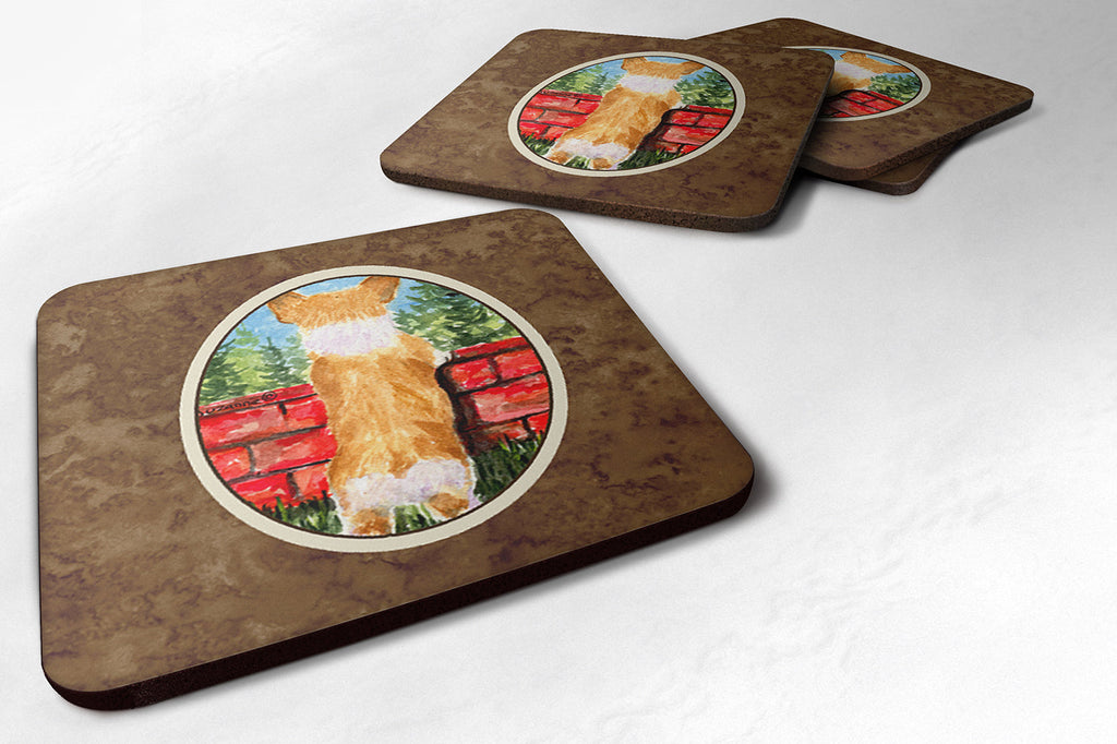 Corgi Foam Coasters Set of 4 Cup Coasters for Indoor Outdoor, Tabletop Protection, Anti Slip, Mouse pad Material