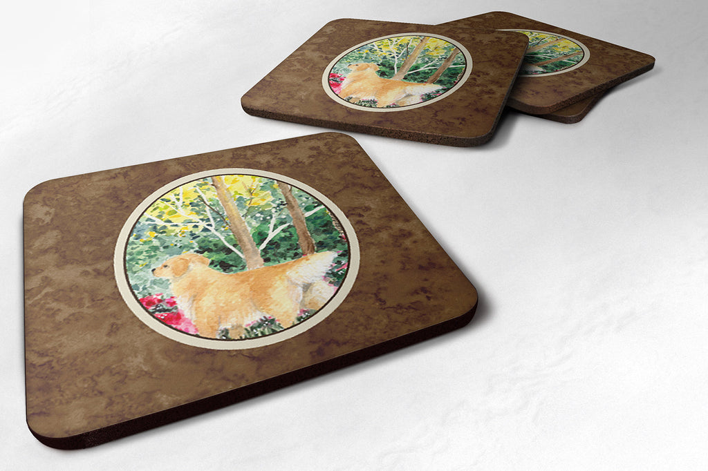 Golden Retriever Foam Coasters Set of 4 Cup Coasters for Indoor Outdoor, Tabletop Protection, Anti Slip, Mouse pad Material