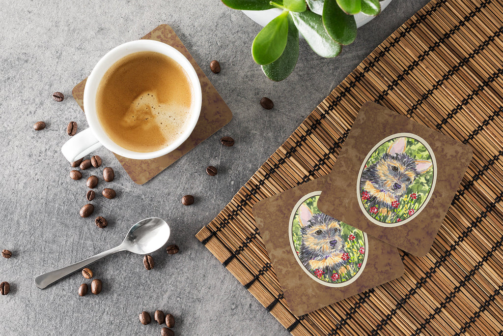 Norwich Terrier Foam Coasters Set of 4 Cup Coasters for Indoor Outdoor, Tabletop Protection, Anti Slip, Mouse pad Material