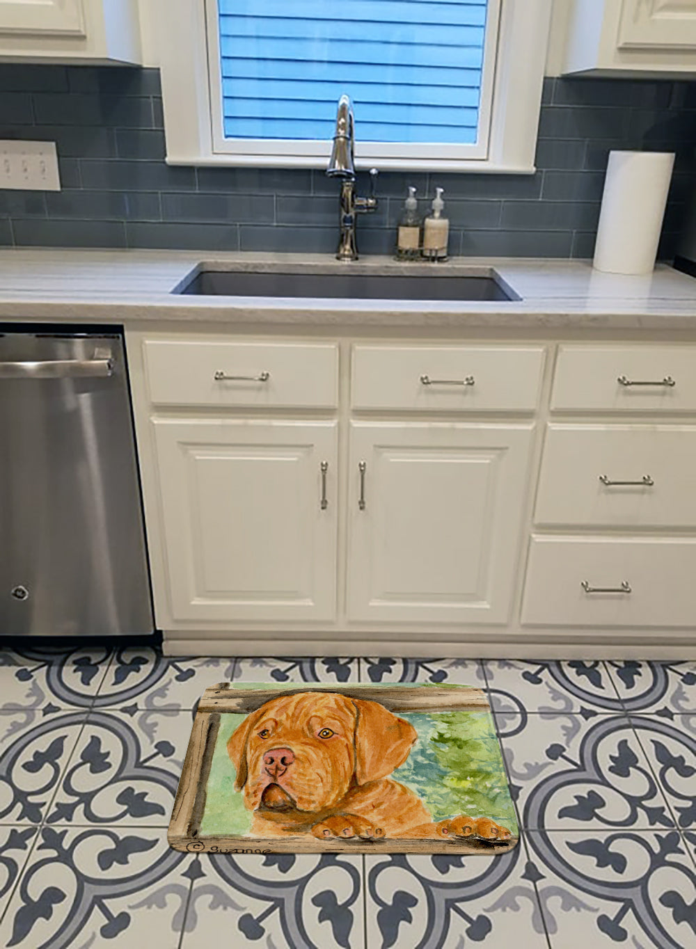 Dogue de Bordeaux Memory Foam Kitchen Mat Machine Washable Anti-Fatigue Cushion Comfort Bath or Kitchen Rug