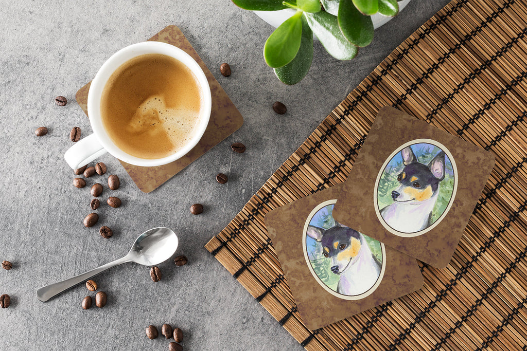 Rat Terrier Foam Coasters Set of 4 Cup Coasters for Indoor Outdoor, Tabletop Protection, Anti Slip, Mouse pad Material
