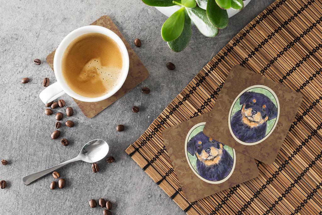 Rottweiler Foam Coasters Set of 4 Cup Coasters for Indoor Outdoor, Tabletop Protection, Anti Slip, Mouse pad Material