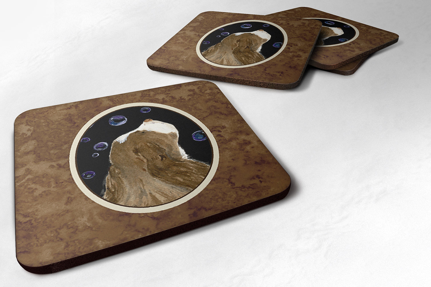 Springer Spaniel Foam Coasters Set of 4 Cup Coasters for Indoor Outdoor, Tabletop Protection, Anti Slip, Mouse pad Material