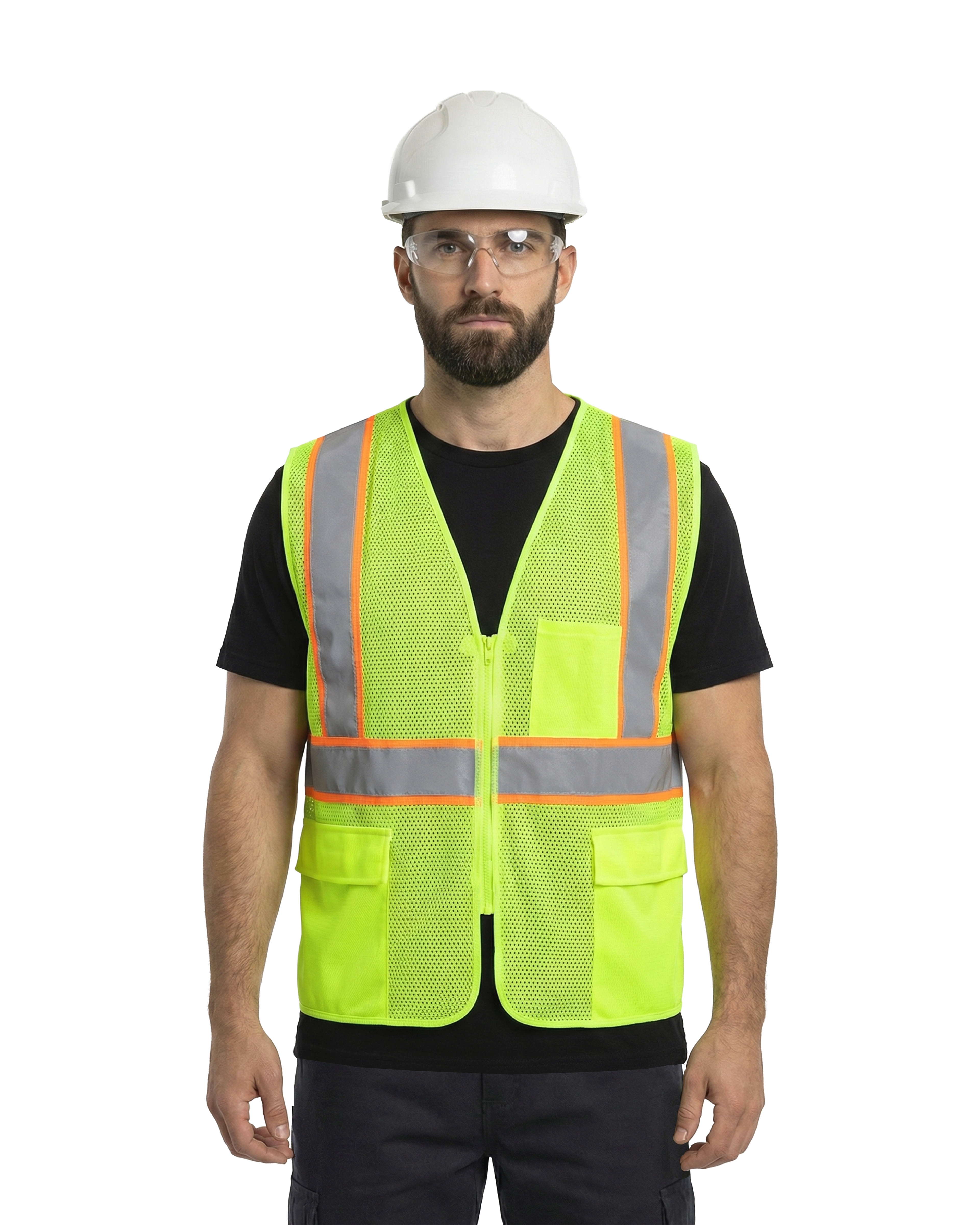 Kiwi High Visibility ANSI/ISEA 107-2020, Type R, Class 2 Contrast Trimmed Neon Safety Vest [70100]