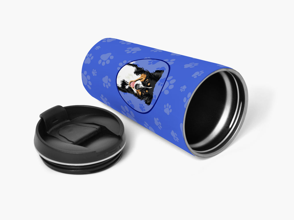 Australian Shepherd Black Tricolor #3  Stainless Steel 16 oz  Tumbler Blue Insulated Tumbler with Lid, Cute Travel Cup for Coffee, Cocktails, Gift Men, Dad, Women, Mother