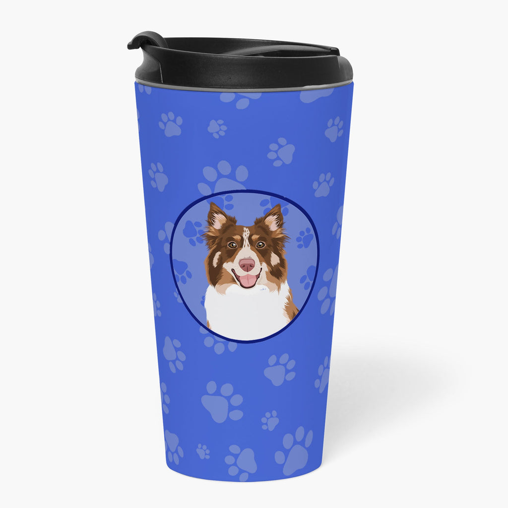 Australian Shepherd Red Tricolor #2  Stainless Steel 16 oz  Tumbler Blue Insulated Tumbler with Lid, Cute Travel Cup for Coffee, Cocktails, Gift Men, Dad, Women, Mother