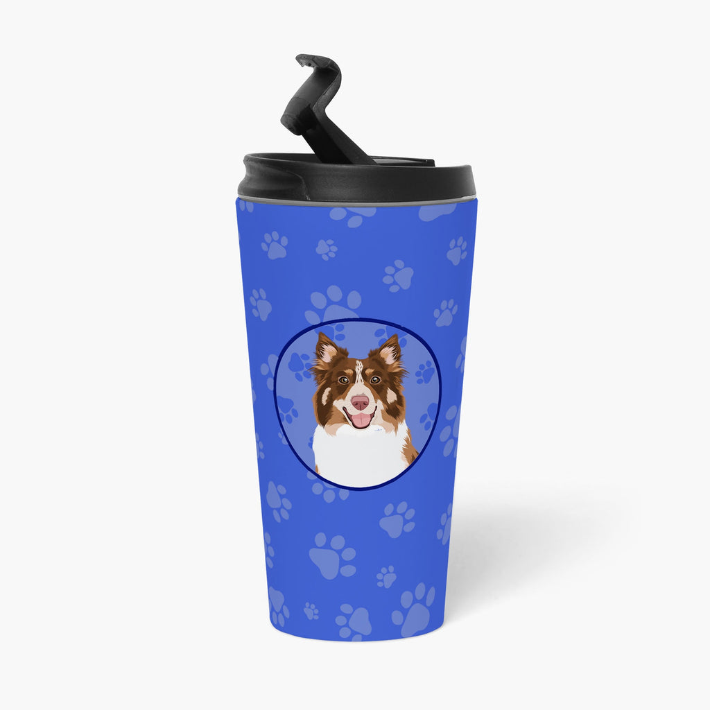Australian Shepherd Red Tricolor #2  Stainless Steel 16 oz  Tumbler Blue Insulated Tumbler with Lid, Cute Travel Cup for Coffee, Cocktails, Gift Men, Dad, Women, Mother