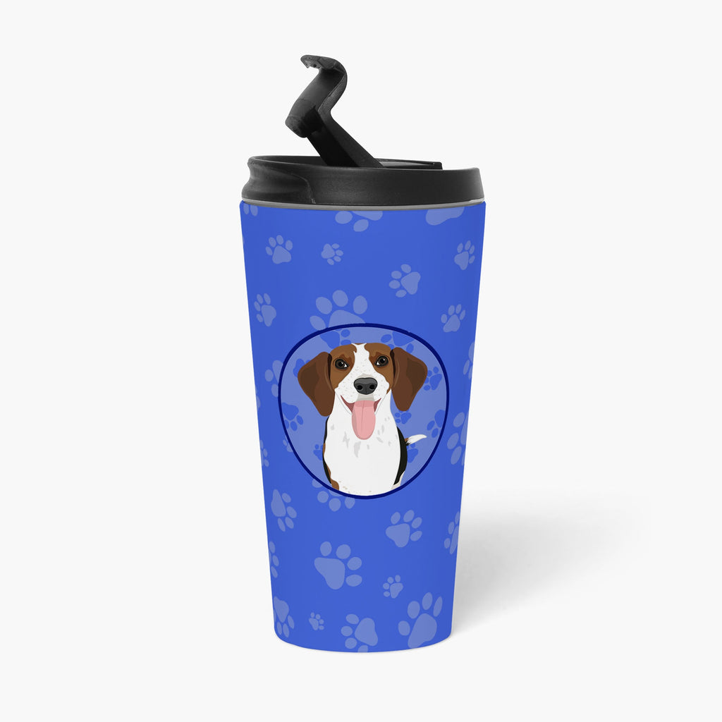 Beagle Tricolor Red Ticked #3  Stainless Steel 16 oz  Tumbler Blue Insulated Tumbler with Lid, Cute Travel Cup for Coffee, Cocktails, Gift Men, Dad, Women, Mother