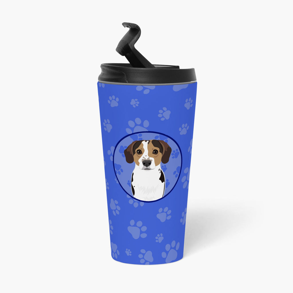 Beagle Tricolor Ticked  Stainless Steel 16 oz  Tumbler Blue Insulated Tumbler with Lid, Cute Travel Cup for Coffee, Cocktails, Gift Men, Dad, Women, Mother