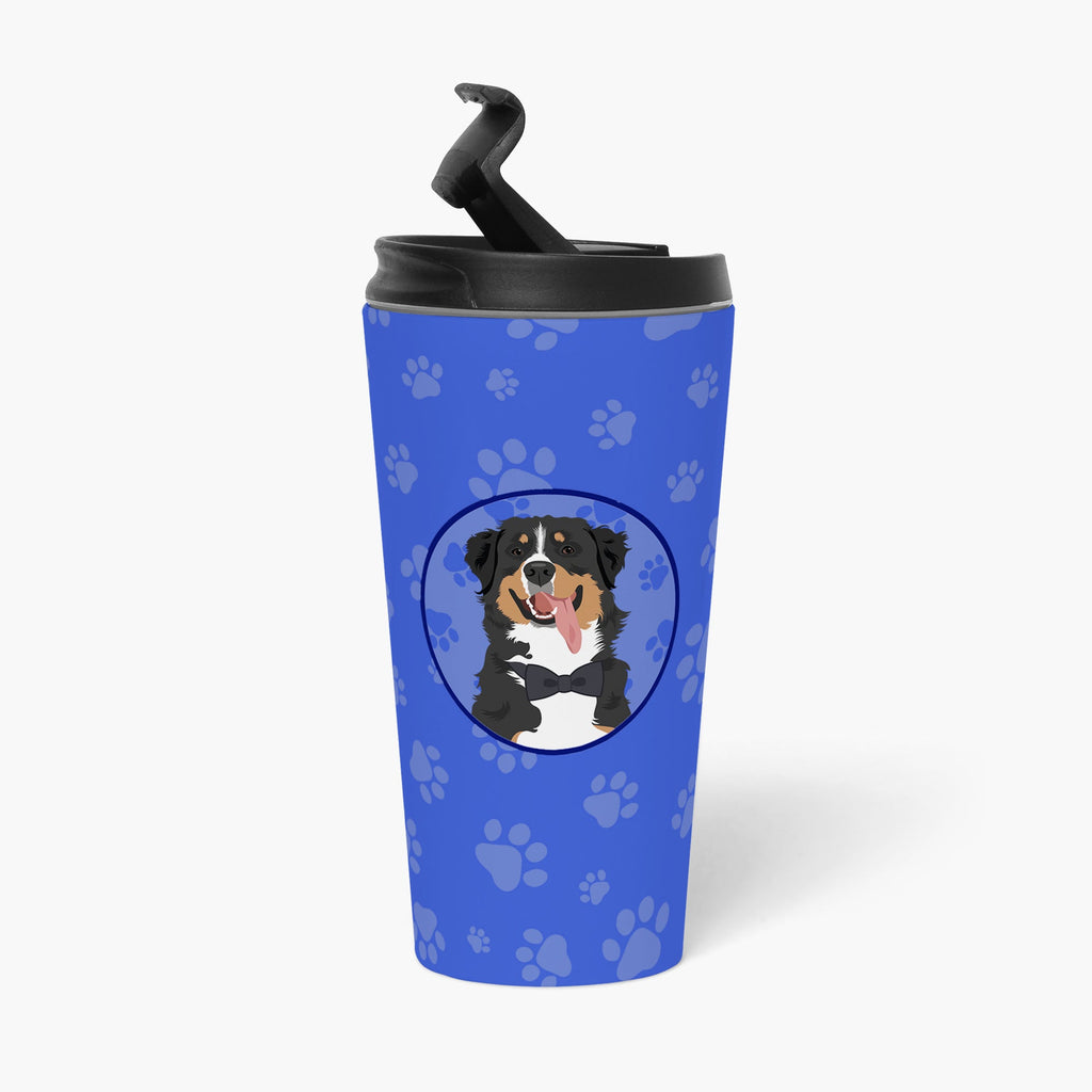Bernese Mountain Dog #1  Stainless Steel 16 oz  Tumbler Blue Insulated Tumbler with Lid, Cute Travel Cup for Coffee, Cocktails, Gift Men, Dad, Women, Mother