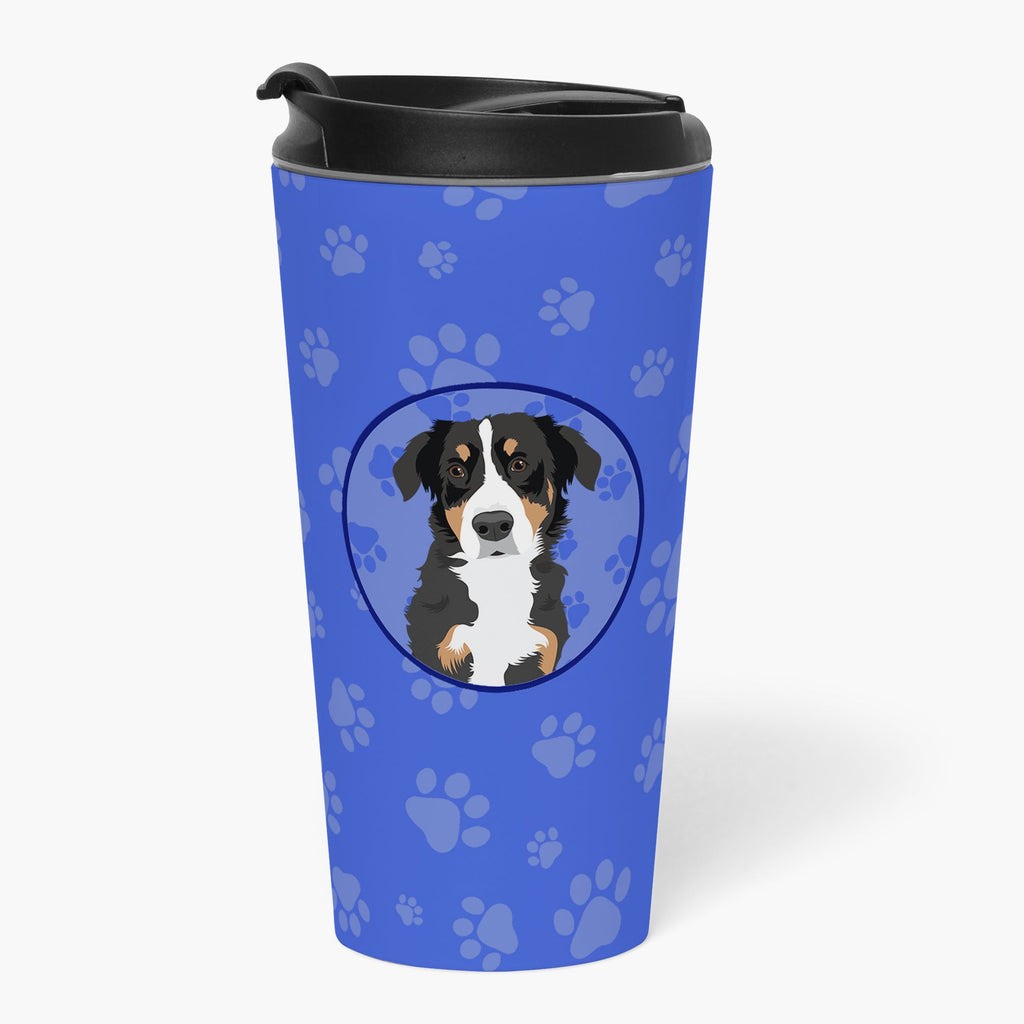 Bernese Mountain Dog Puppy #2  Stainless Steel 16 oz  Tumbler Blue Insulated Tumbler with Lid, Cute Travel Cup for Coffee, Cocktails, Gift Men, Dad, Women, Mother