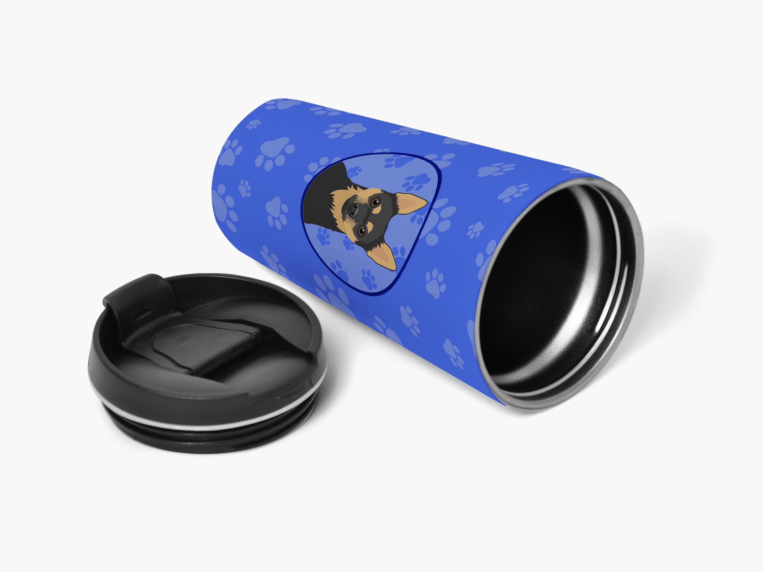 Chihuahua Black and Tan #1  Stainless Steel 16 oz  Tumbler Blue Insulated Tumbler with Lid, Cute Travel Cup for Coffee, Cocktails, Gift Men, Dad, Women, Mother