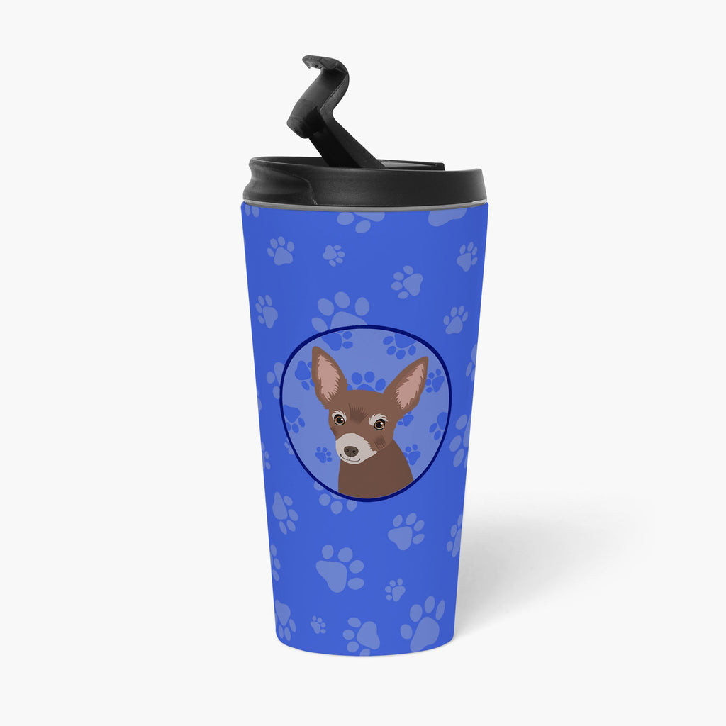 Chihuahua Chocolate #2  Stainless Steel 16 oz  Tumbler Blue Insulated Tumbler with Lid, Cute Travel Cup for Coffee, Cocktails, Gift Men, Dad, Women, Mother