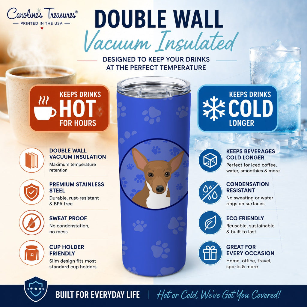 Chihuahua Chocolate and White #1  Stainless Steel Skinny Tumbler 20 oz Vacuum Double Walled Reusable Insulated Travel Cup