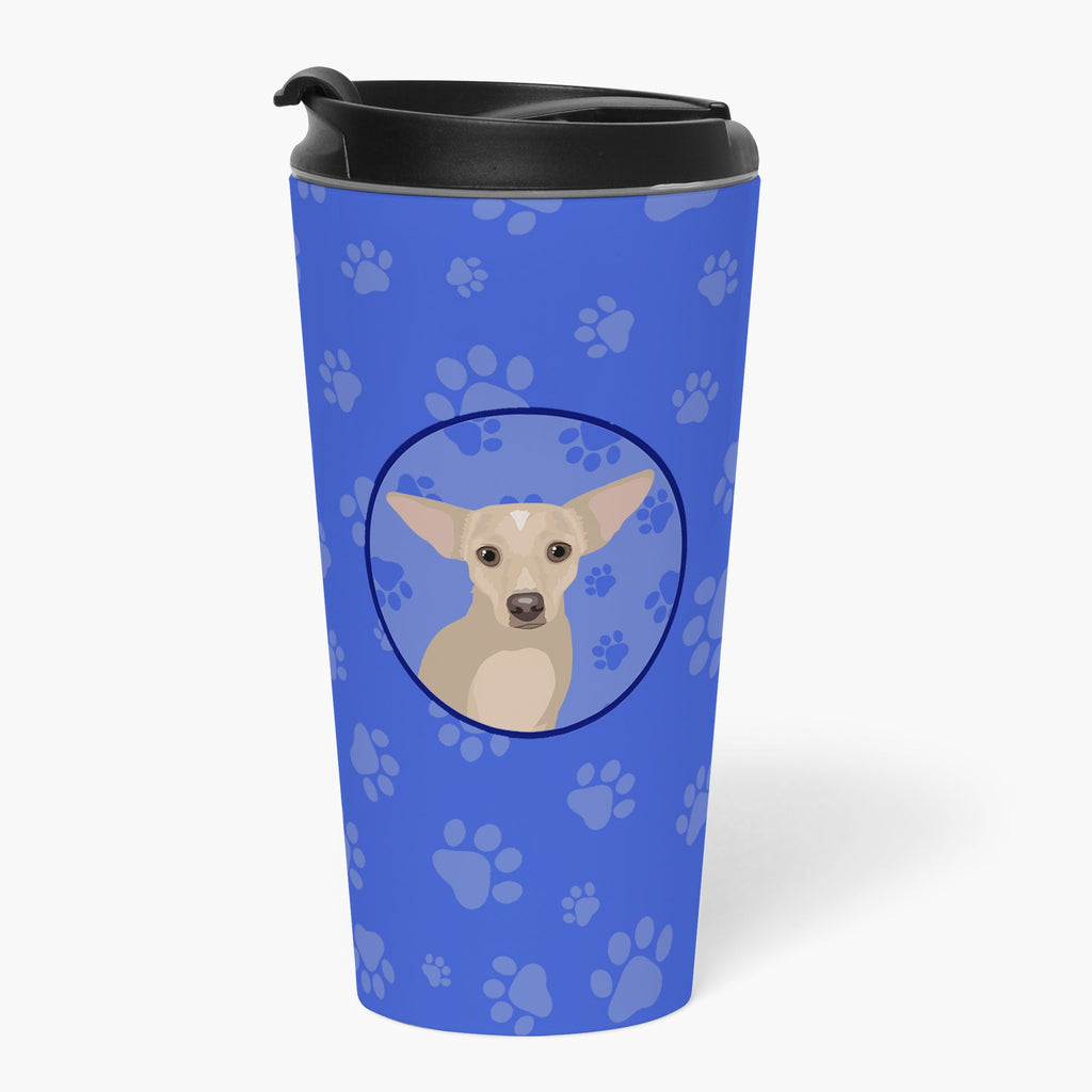Chihuahua Silver  Stainless Steel 16 oz  Tumbler Blue Insulated Tumbler with Lid, Cute Travel Cup for Coffee, Cocktails, Gift Men, Dad, Women, Mother