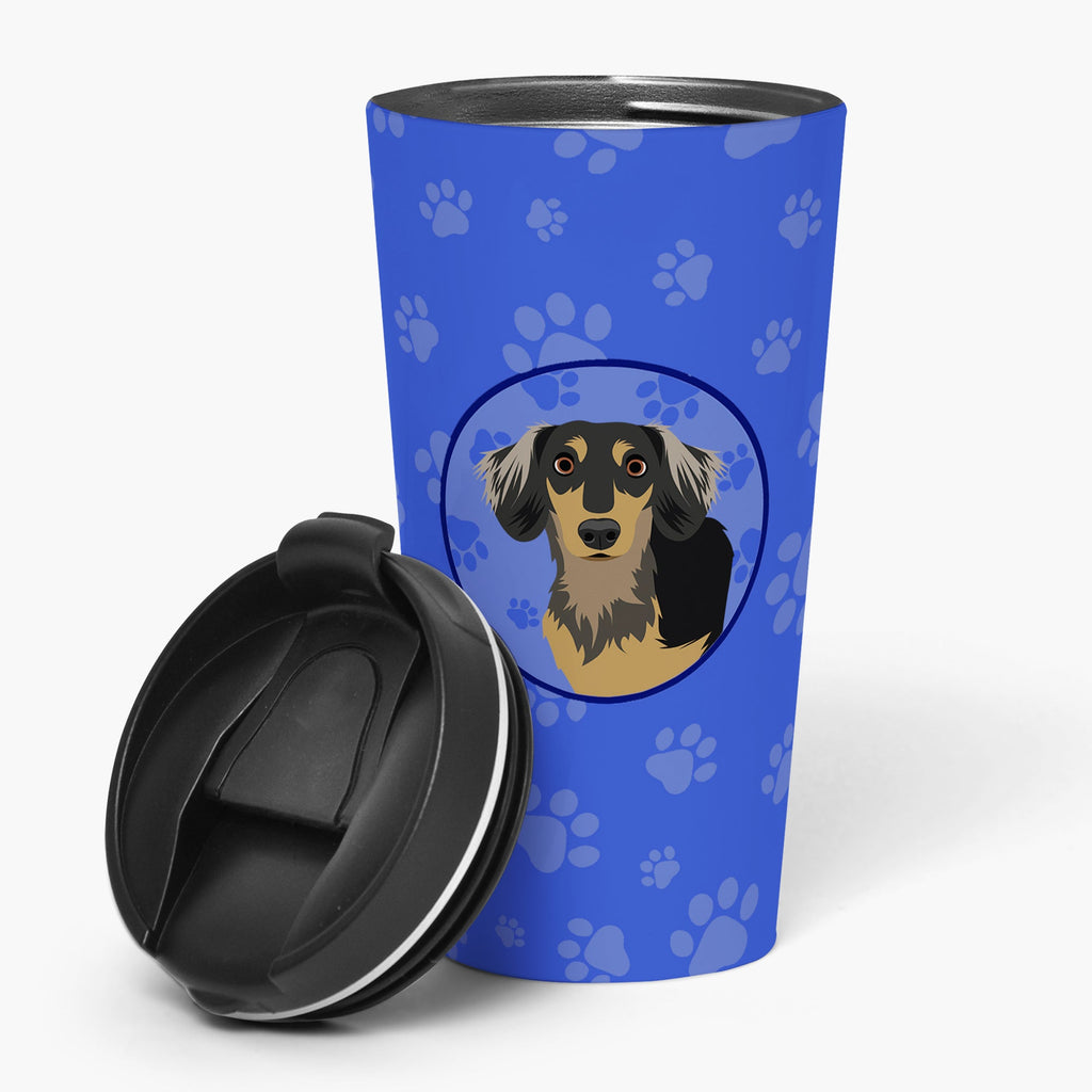 Dachshund Black and Tan #4  Stainless Steel 16 oz  Tumbler Blue Insulated Tumbler with Lid, Cute Travel Cup for Coffee, Cocktails, Gift Men, Dad, Women, Mother