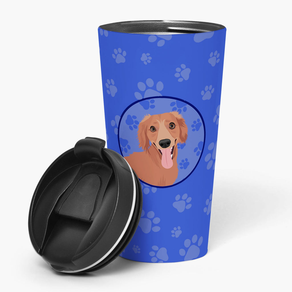 Dachshund Red #1  Stainless Steel 16 oz  Tumbler Blue Insulated Tumbler with Lid, Cute Travel Cup for Coffee, Cocktails, Gift Men, Dad, Women, Mother
