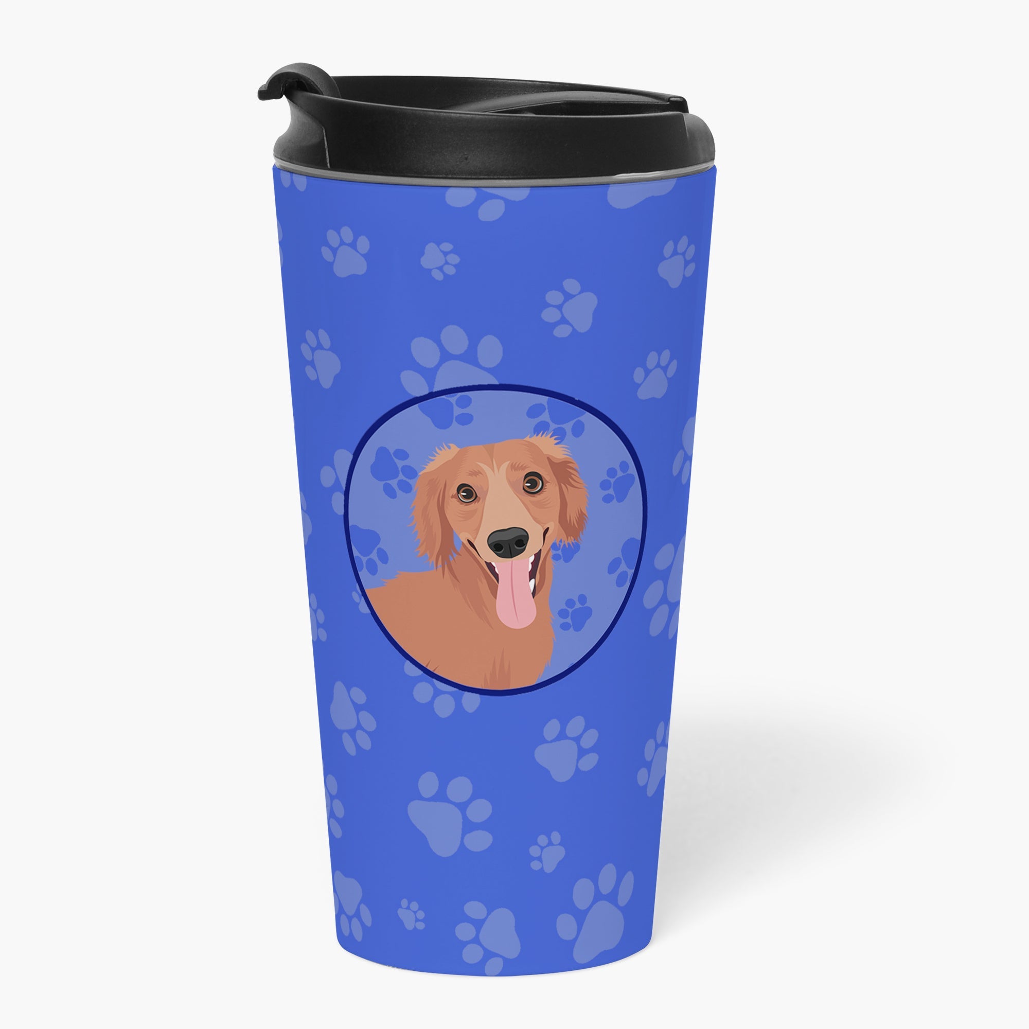 Dachshund Red #1  Stainless Steel 16 oz  Tumbler Blue Insulated Tumbler with Lid, Cute Travel Cup for Coffee, Cocktails, Gift Men, Dad, Women, Mother