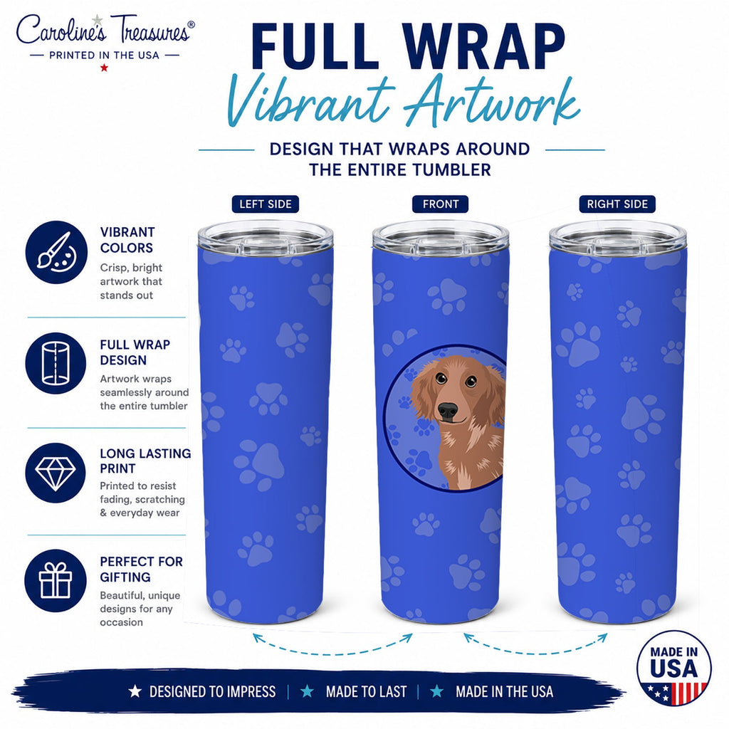 Dachshund Red #2  Stainless Steel Skinny Tumbler 20 oz Vacuum Double Walled Reusable Insulated Travel Cup