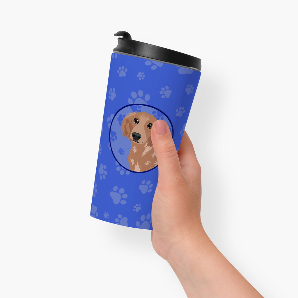 Dachshund Red #2  Stainless Steel 16 oz  Tumbler Blue Insulated Tumbler with Lid, Cute Travel Cup for Coffee, Cocktails, Gift Men, Dad, Women, Mother