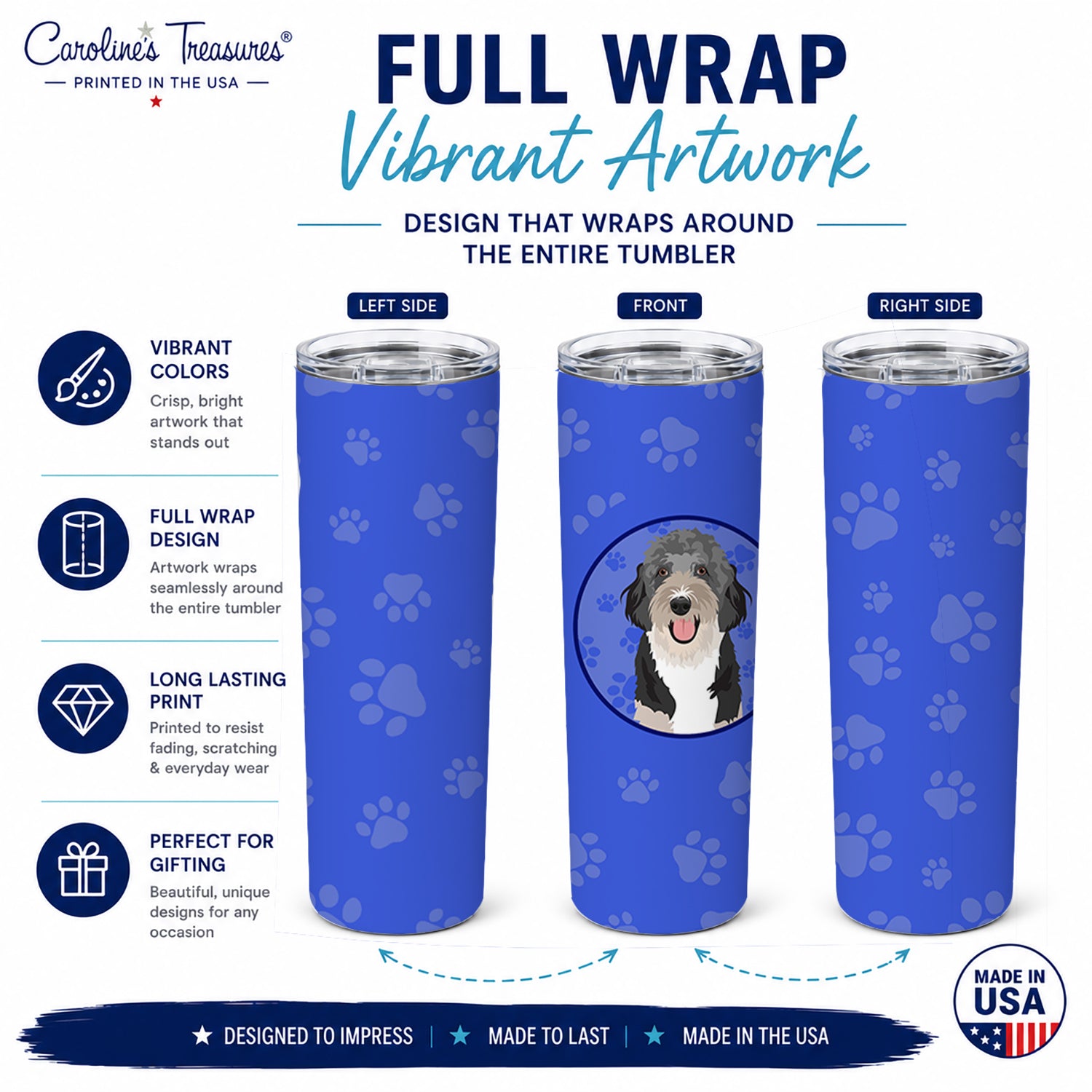 Doodle Black Tricolor #1  Stainless Steel Skinny Tumbler 20 oz Vacuum Double Walled Reusable Insulated Travel Cup