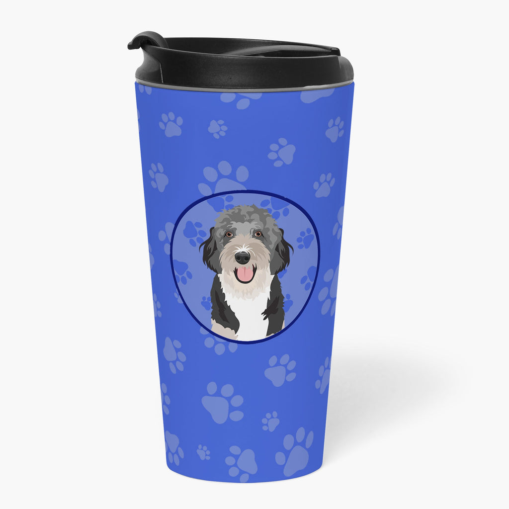 Doodle Black Tricolor #1  Stainless Steel 16 oz  Tumbler Blue Insulated Tumbler with Lid, Cute Travel Cup for Coffee, Cocktails, Gift Men, Dad, Women, Mother