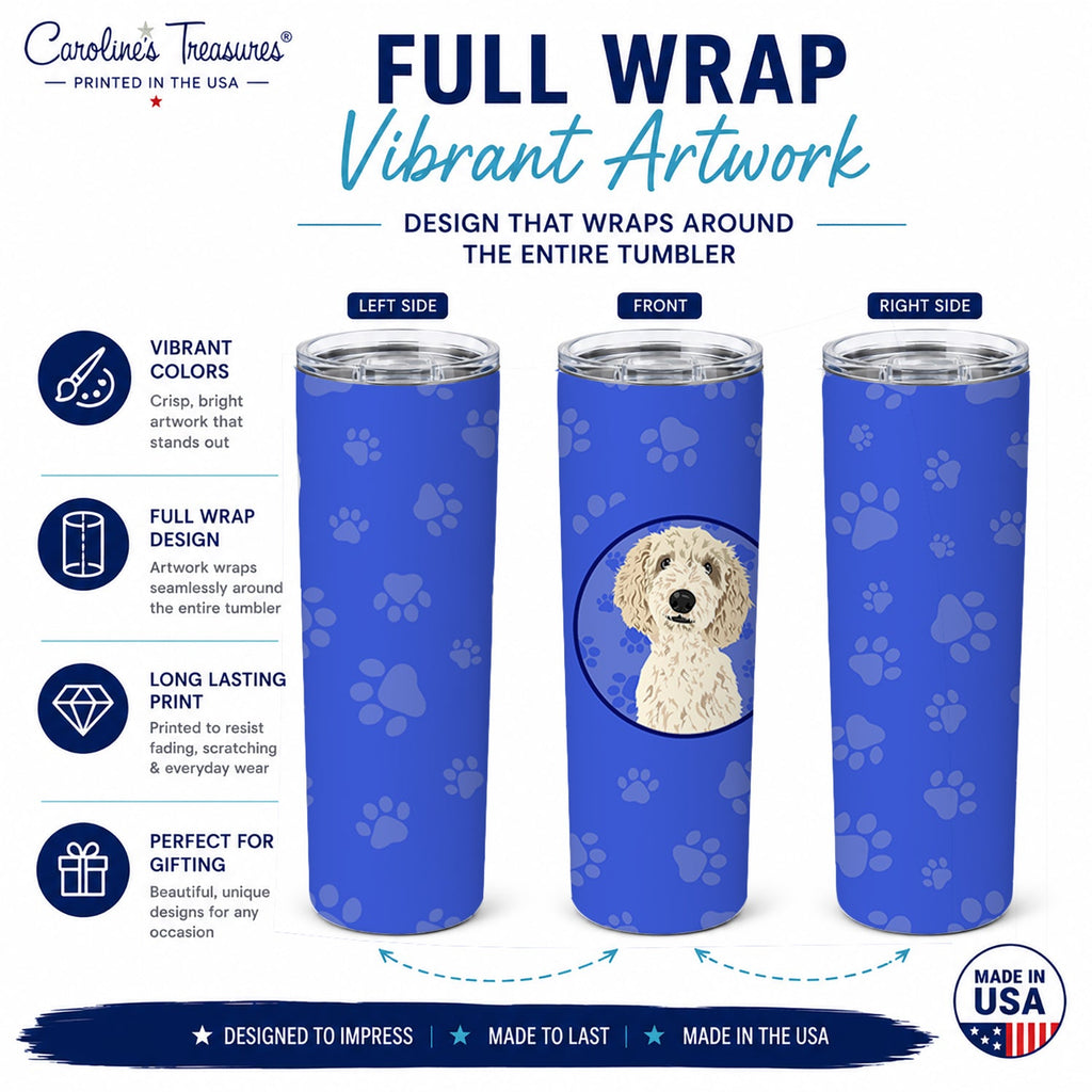 Doodle Cream #7  Stainless Steel Skinny Tumbler 20 oz Vacuum Double Walled Reusable Insulated Travel Cup
