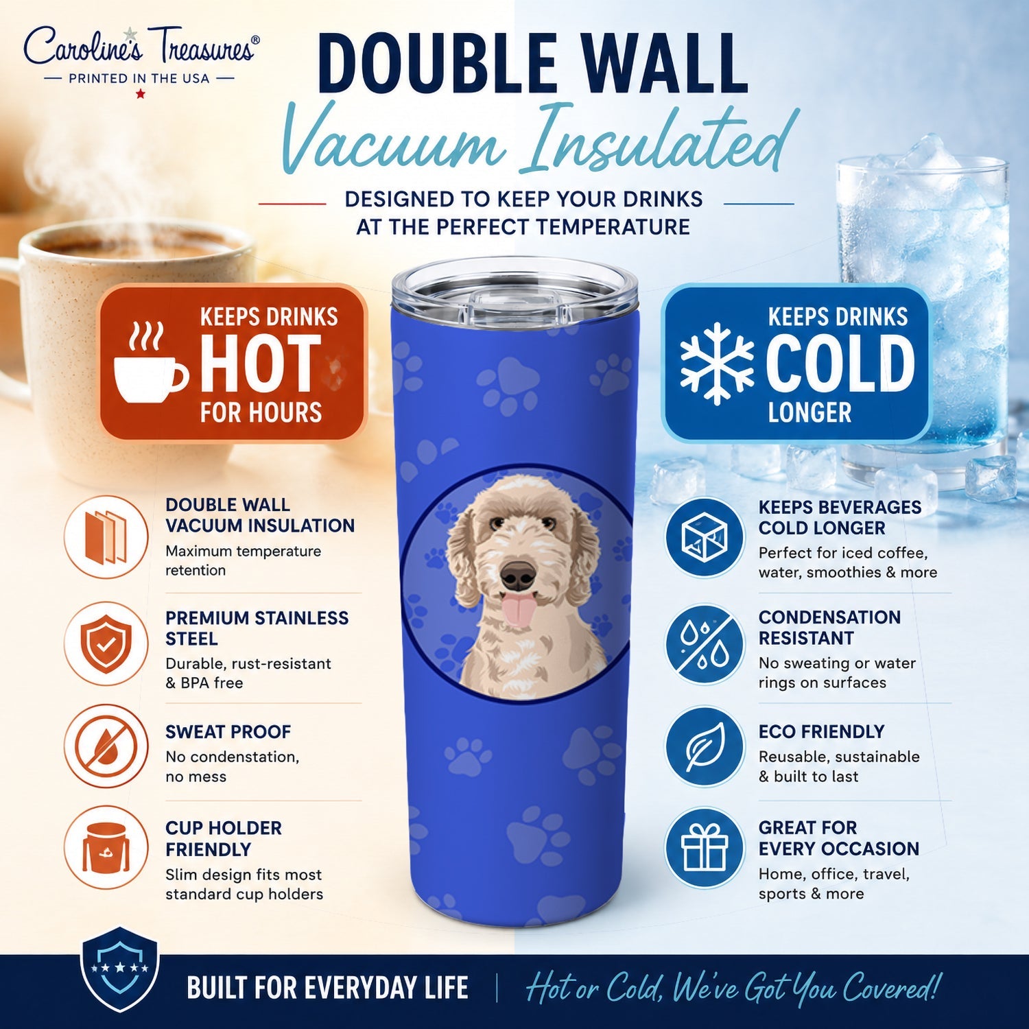 Doodle Fawn #5  Stainless Steel Skinny Tumbler 20 oz Vacuum Double Walled Reusable Insulated Travel Cup