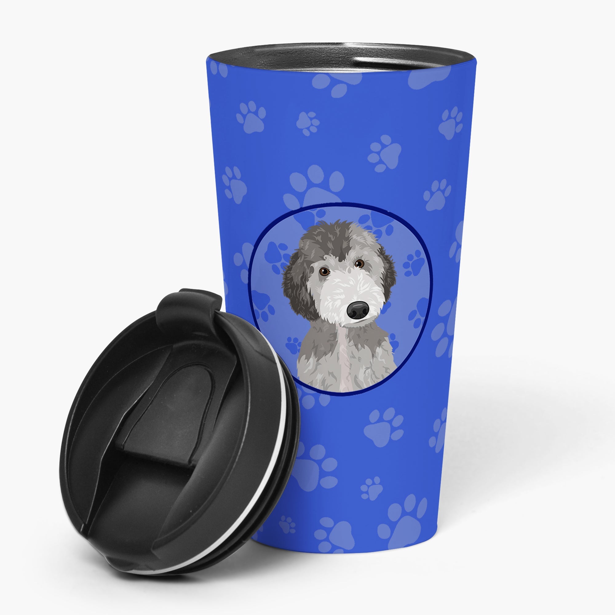 Doodle Silver #1  Stainless Steel 16 oz  Tumbler Blue Insulated Tumbler with Lid, Cute Travel Cup for Coffee, Cocktails, Gift Men, Dad, Women, Mother