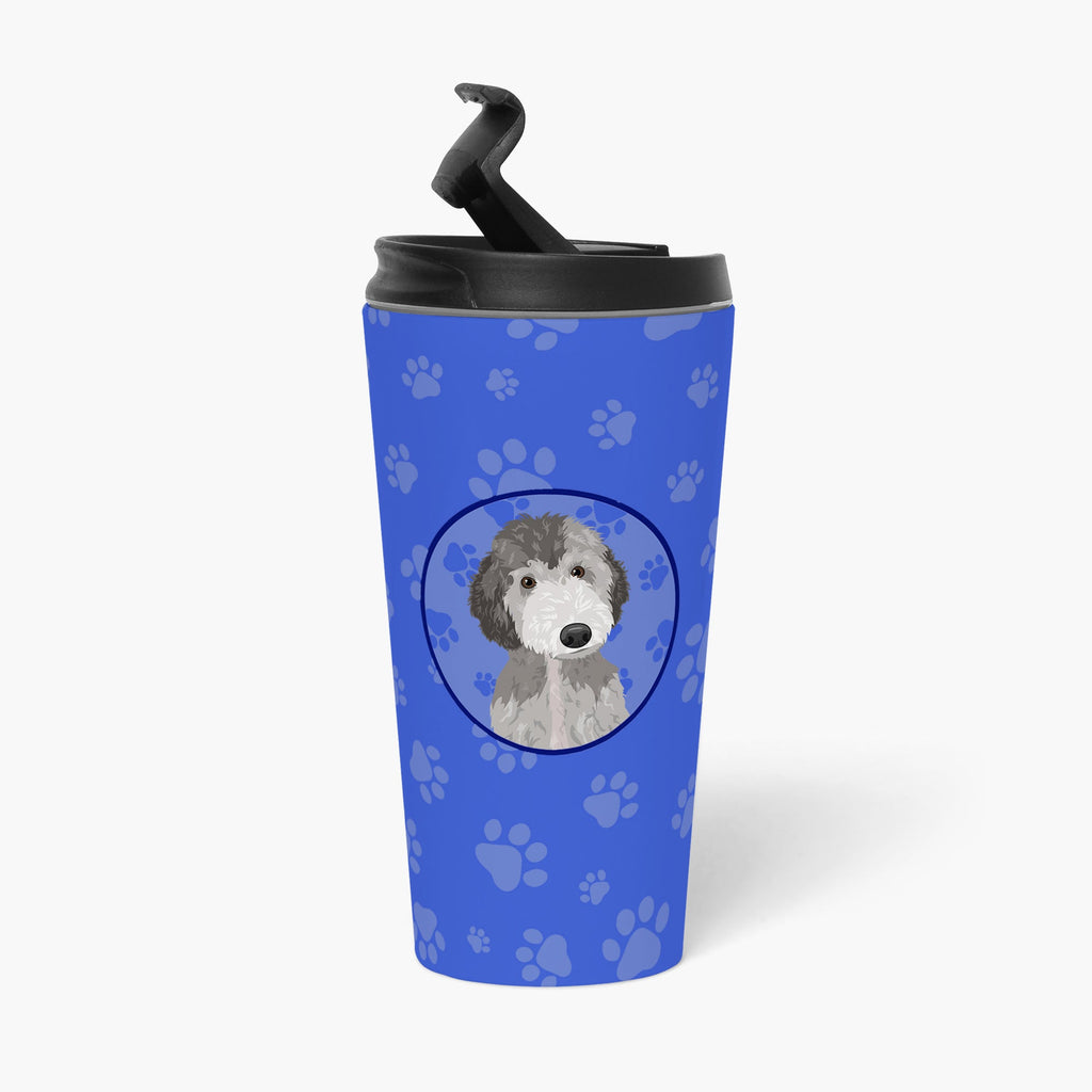 Doodle Silver #1  Stainless Steel 16 oz  Tumbler Blue Insulated Tumbler with Lid, Cute Travel Cup for Coffee, Cocktails, Gift Men, Dad, Women, Mother