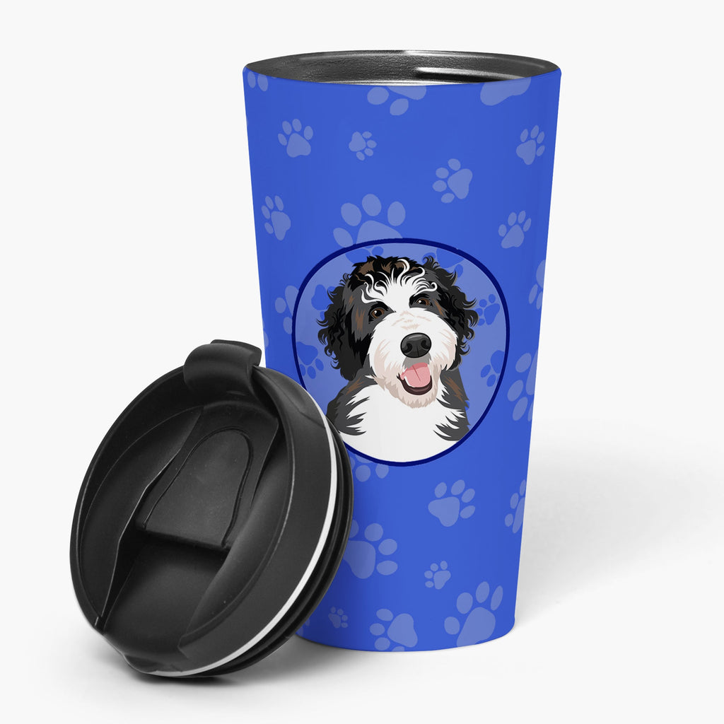 Doodle Silver and White #1  Stainless Steel 16 oz  Tumbler Blue Insulated Tumbler with Lid, Cute Travel Cup for Coffee, Cocktails, Gift Men, Dad, Women, Mother