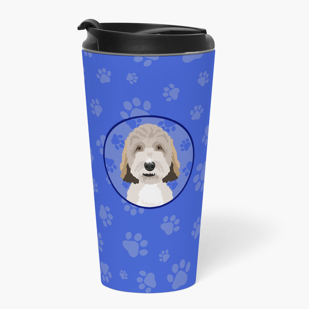 Doodle Tricolor #1  Stainless Steel 16 oz  Tumbler Blue Insulated Tumbler with Lid, Cute Travel Cup for Coffee, Cocktails, Gift Men, Dad, Women, Mother