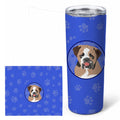 English Bulldog Tricolor #4  Stainless Steel Skinny Tumbler 20 oz Vacuum Double Walled Reusable Insulated Travel Cup