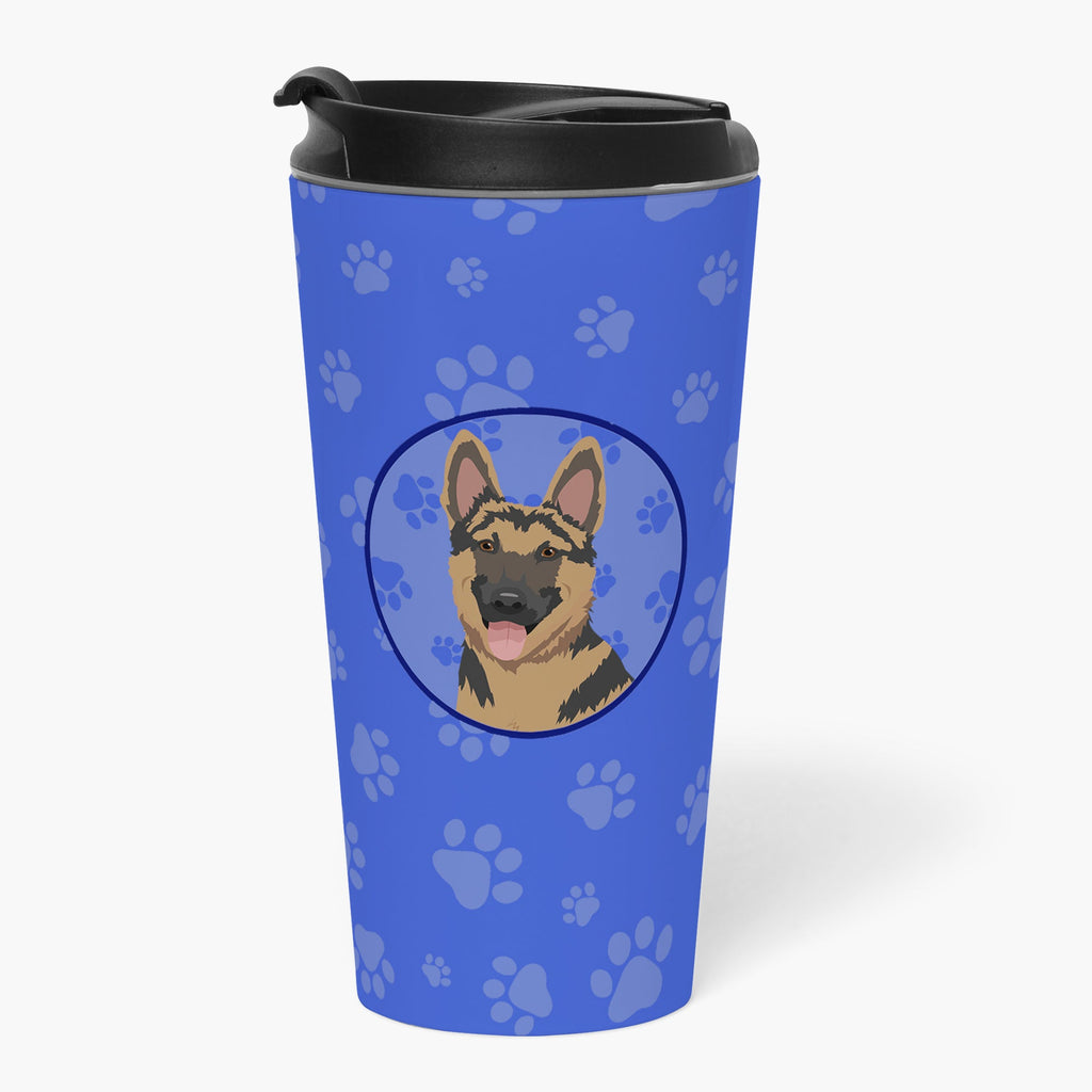 German Shepherd Red and Black  Stainless Steel 16 oz  Tumbler Blue Insulated Tumbler with Lid, Cute Travel Cup for Coffee, Cocktails, Gift Men, Dad, Women, Mother