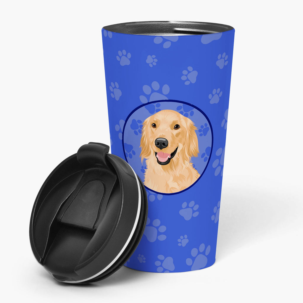 Golden Retriever Gold #1  Stainless Steel 16 oz  Tumbler Blue Insulated Tumbler with Lid, Cute Travel Cup for Coffee, Cocktails, Gift Men, Dad, Women, Mother