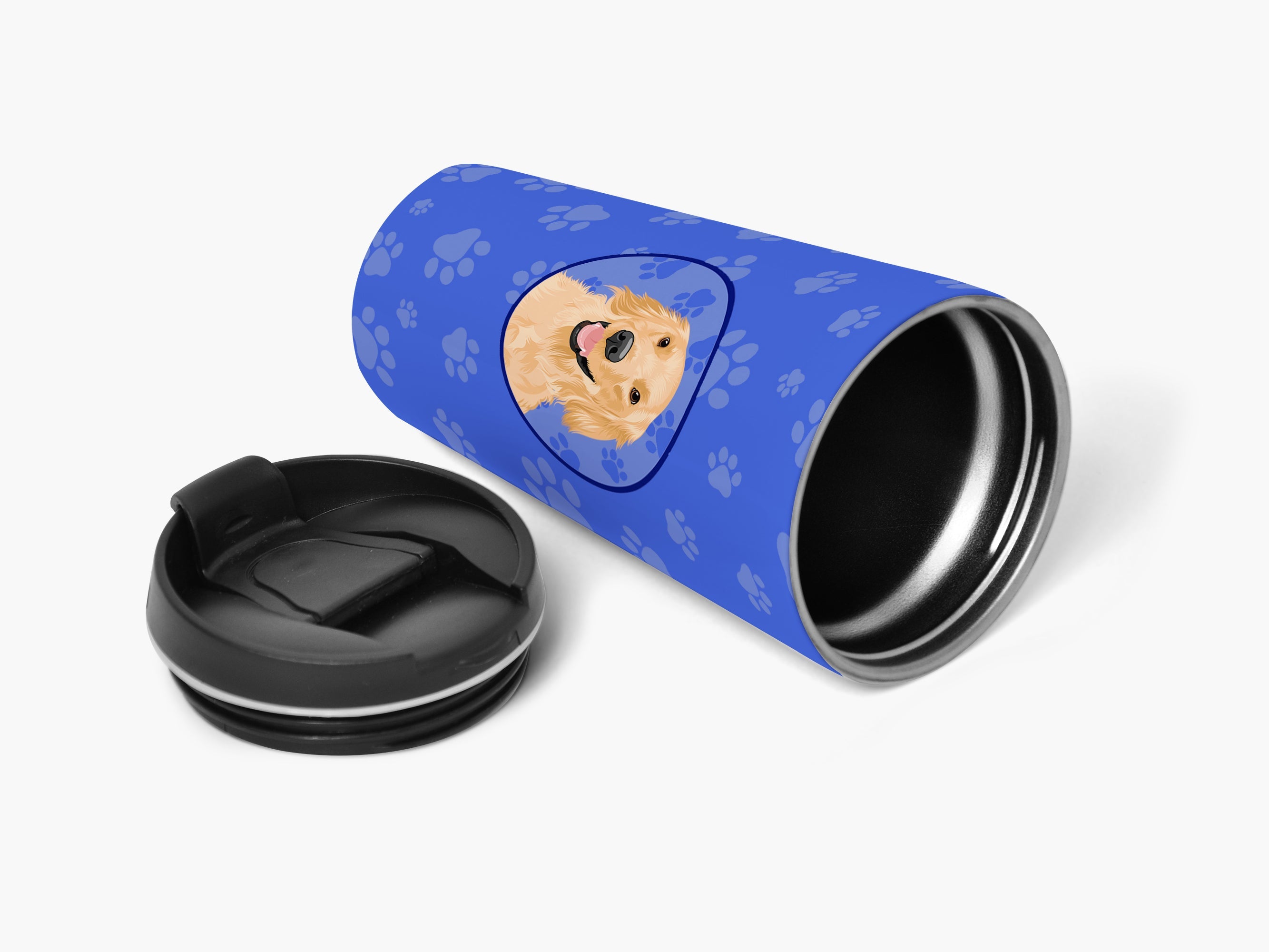 Golden Retriever Gold #1  Stainless Steel 16 oz  Tumbler Blue Insulated Tumbler with Lid, Cute Travel Cup for Coffee, Cocktails, Gift Men, Dad, Women, Mother