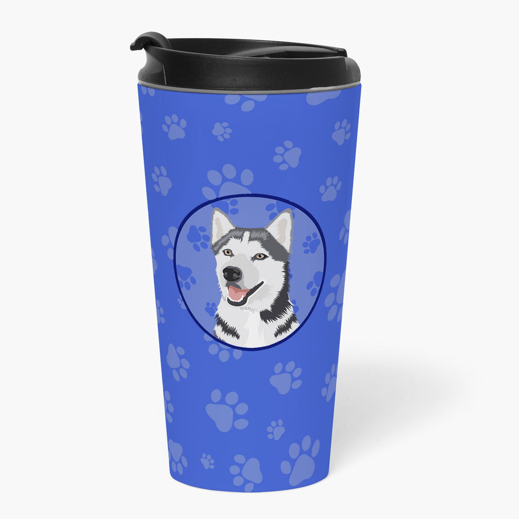 Siberian Husky Silver and White #1  Stainless Steel 16 oz  Tumbler Blue Insulated Tumbler with Lid, Cute Travel Cup for Coffee, Cocktails, Gift Men, Dad, Women, Mother