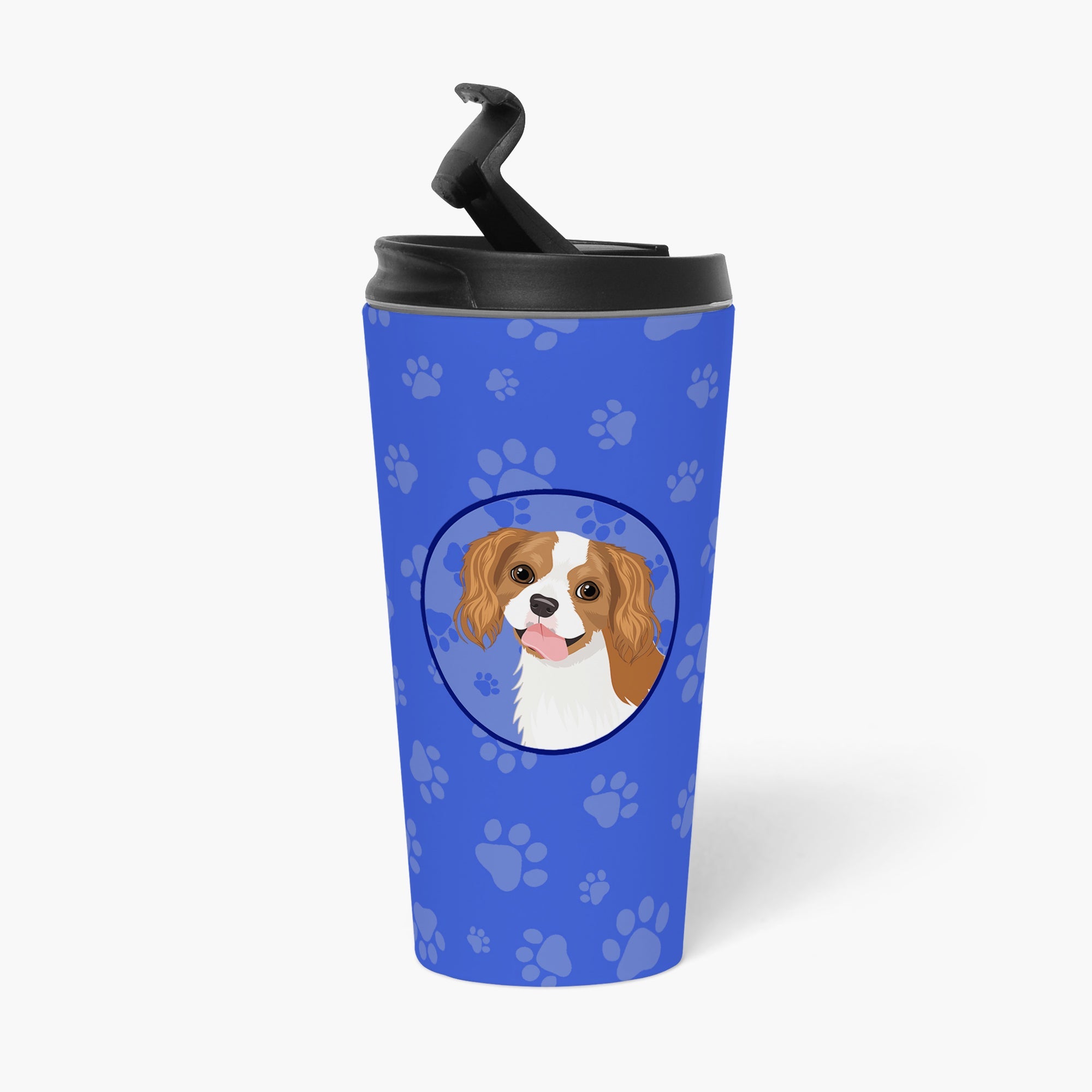 Cavalier King Charles Spaniel Blenheim #2  Stainless Steel 16 oz  Tumbler Blue Insulated Tumbler with Lid, Cute Travel Cup for Coffee, Cocktails, Gift Men, Dad, Women, Mother