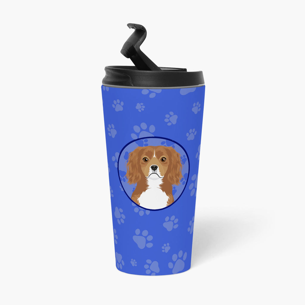 Cavalier King Charles Spaniel Ruby  Stainless Steel 16 oz  Tumbler Blue Insulated Tumbler with Lid, Cute Travel Cup for Coffee, Cocktails, Gift Men, Dad, Women, Mother