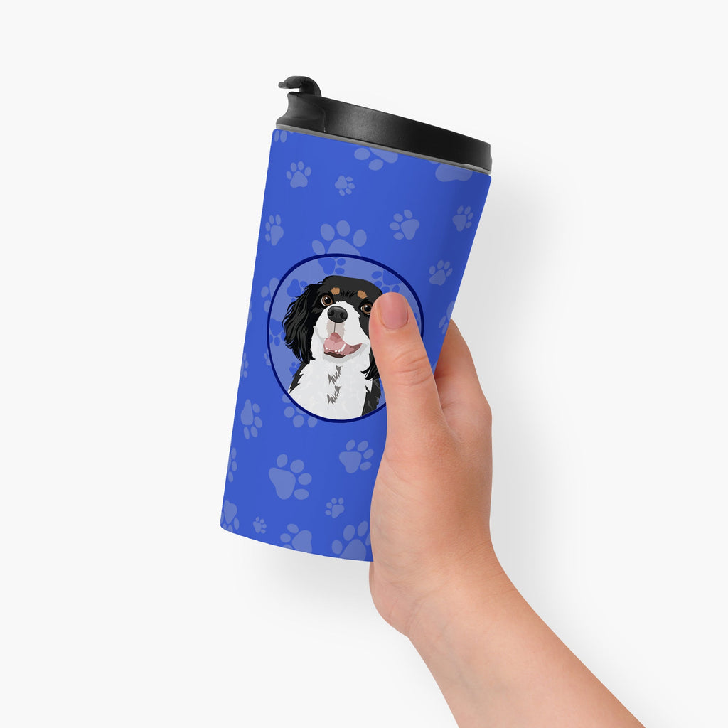 Cavalier King Charles Spaniel Tricolor #2  Stainless Steel 16 oz  Tumbler Blue Insulated Tumbler with Lid, Cute Travel Cup for Coffee, Cocktails, Gift Men, Dad, Women, Mother
