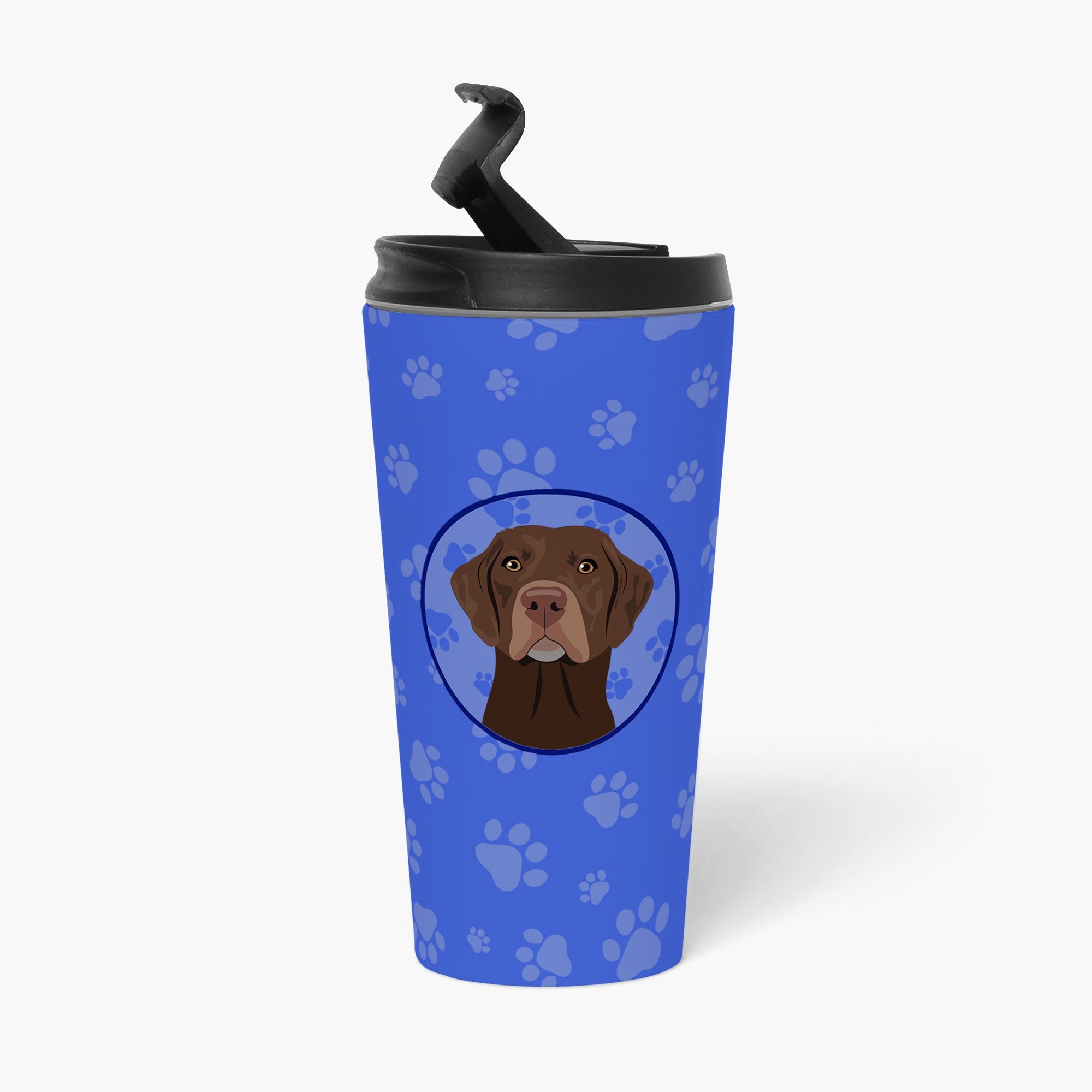 Labrador Retriever Chocolate #2  Stainless Steel 16 oz  Tumbler Blue Insulated Tumbler with Lid, Cute Travel Cup for Coffee, Cocktails, Gift Men, Dad, Women, Mother