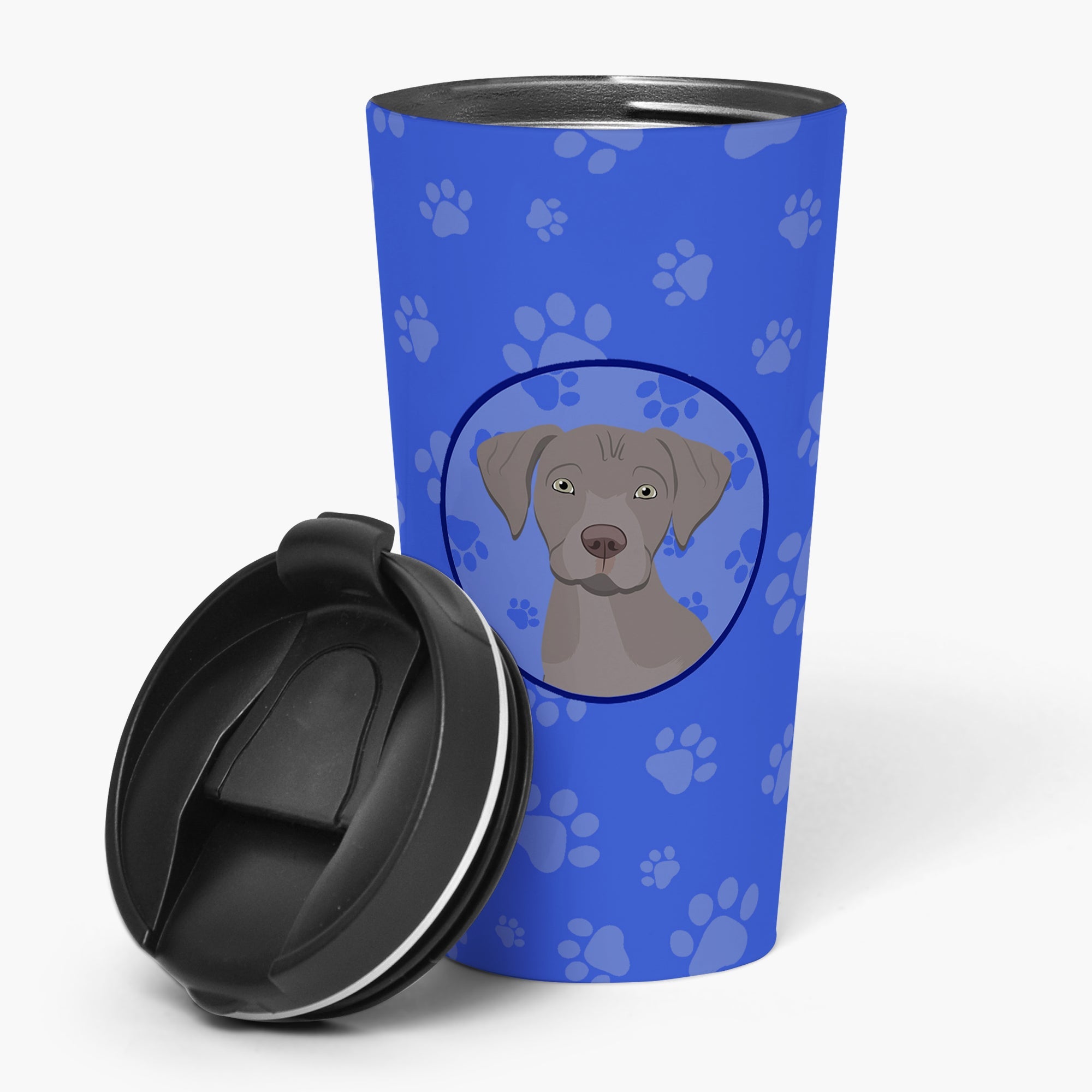 Labrador Retriever Gray Puppy  Stainless Steel 16 oz  Tumbler Blue Insulated Tumbler with Lid, Cute Travel Cup for Coffee, Cocktails, Gift Men, Dad, Women, Mother