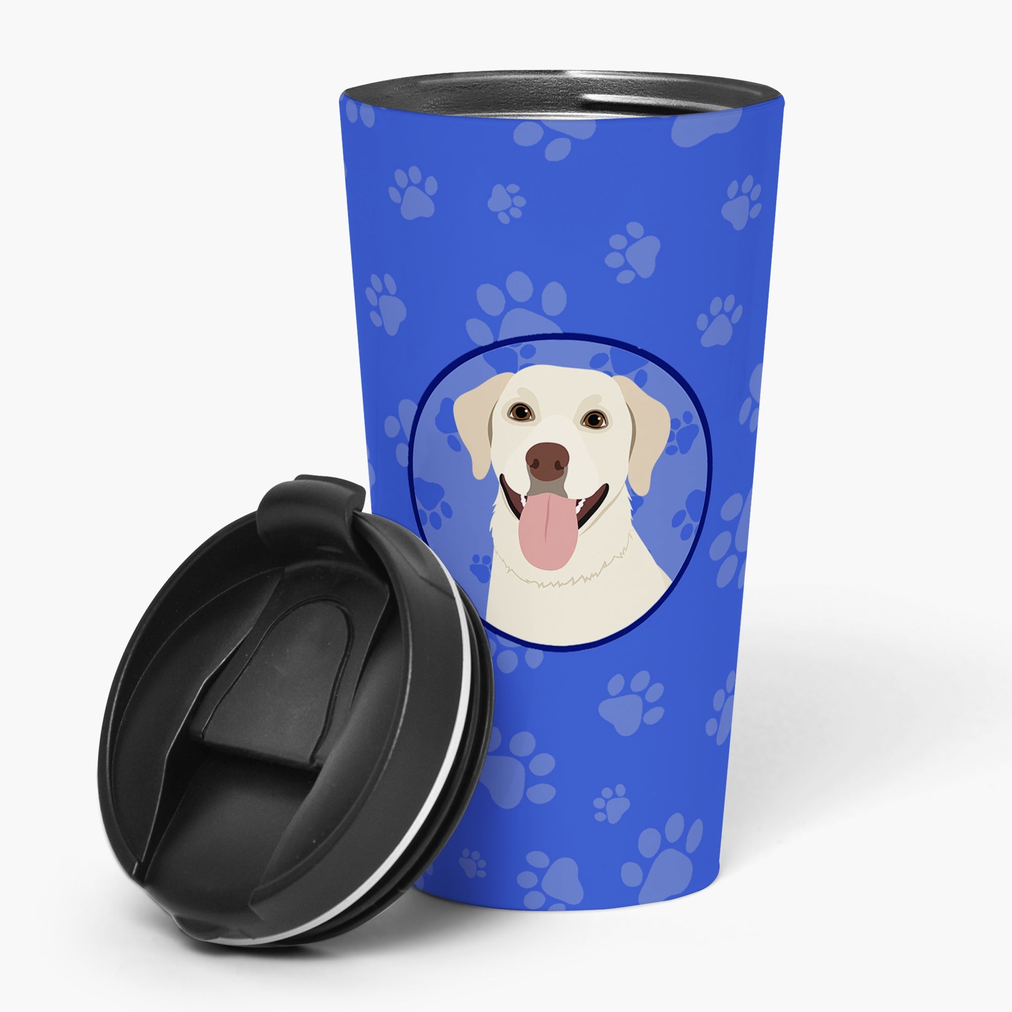 Labrador Retriever Yellow #1  Stainless Steel 16 oz  Tumbler Blue Insulated Tumbler with Lid, Cute Travel Cup for Coffee, Cocktails, Gift Men, Dad, Women, Mother
